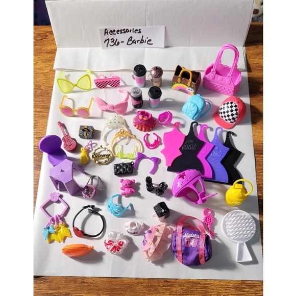 46 Barbie Accessories Lot Shoes Purses Jewelry More Random Assorted - Picture 1 of 4